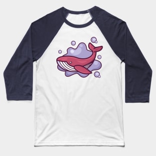 Cute Smiling Pink Whale Baseball T-Shirt